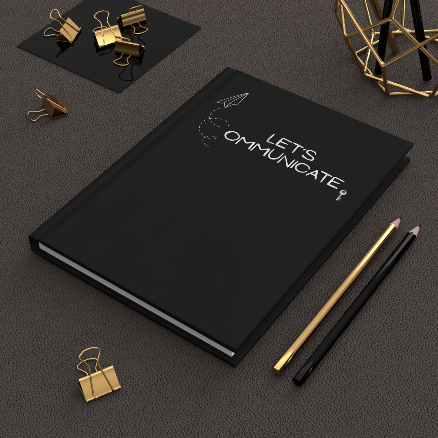 Let's Communicate Hardcover Journal — Black Matte Notebook for Notes & Conversations