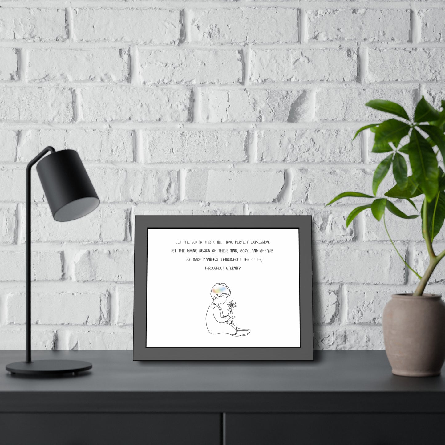 Framed Poster — Inspirational Child Illustration with Prayer Quote