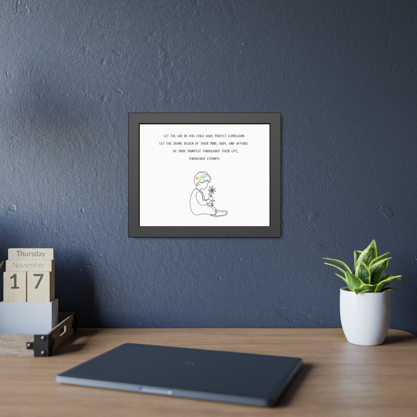 Framed Poster — Inspirational Child Illustration with Prayer Quote
