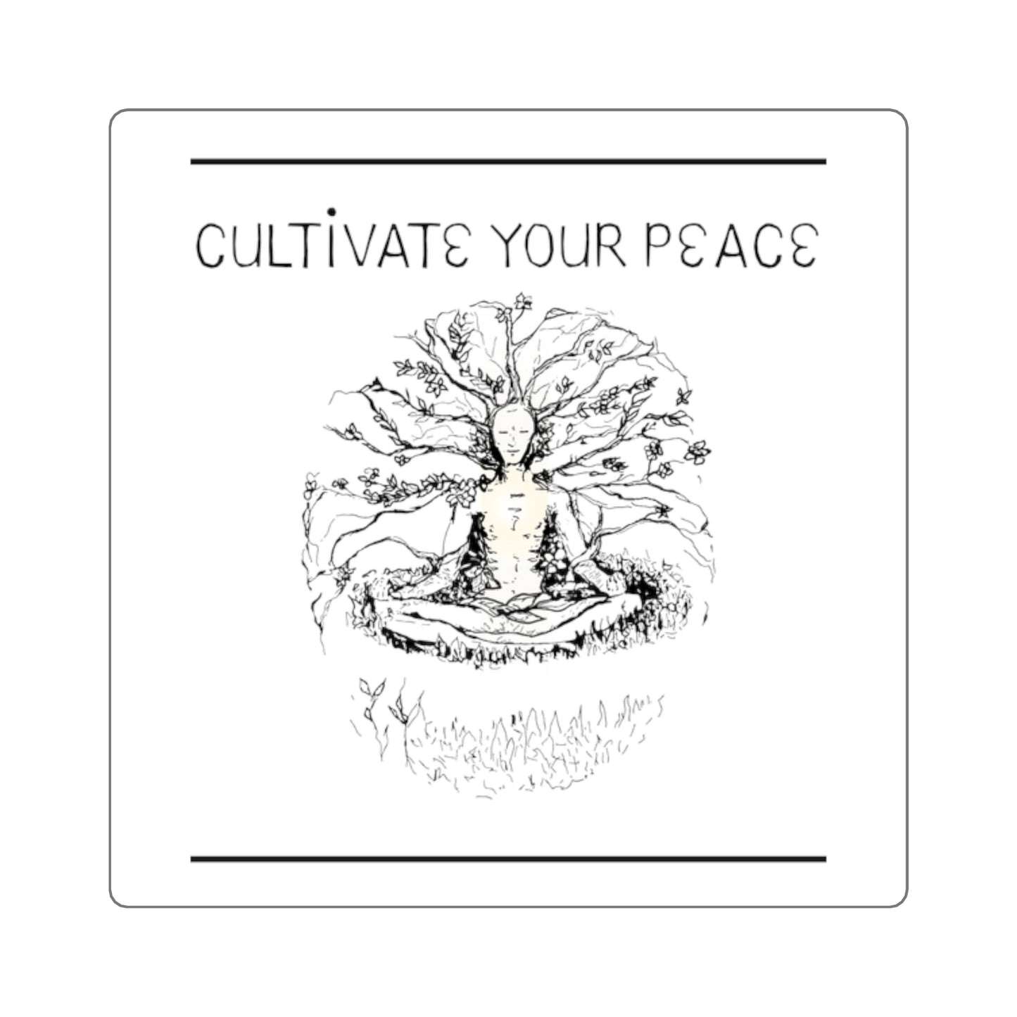 Cultivate Your Peace Square Sticker — Meditation Yoga Sticker for Mindfulness, Laptop & Planner