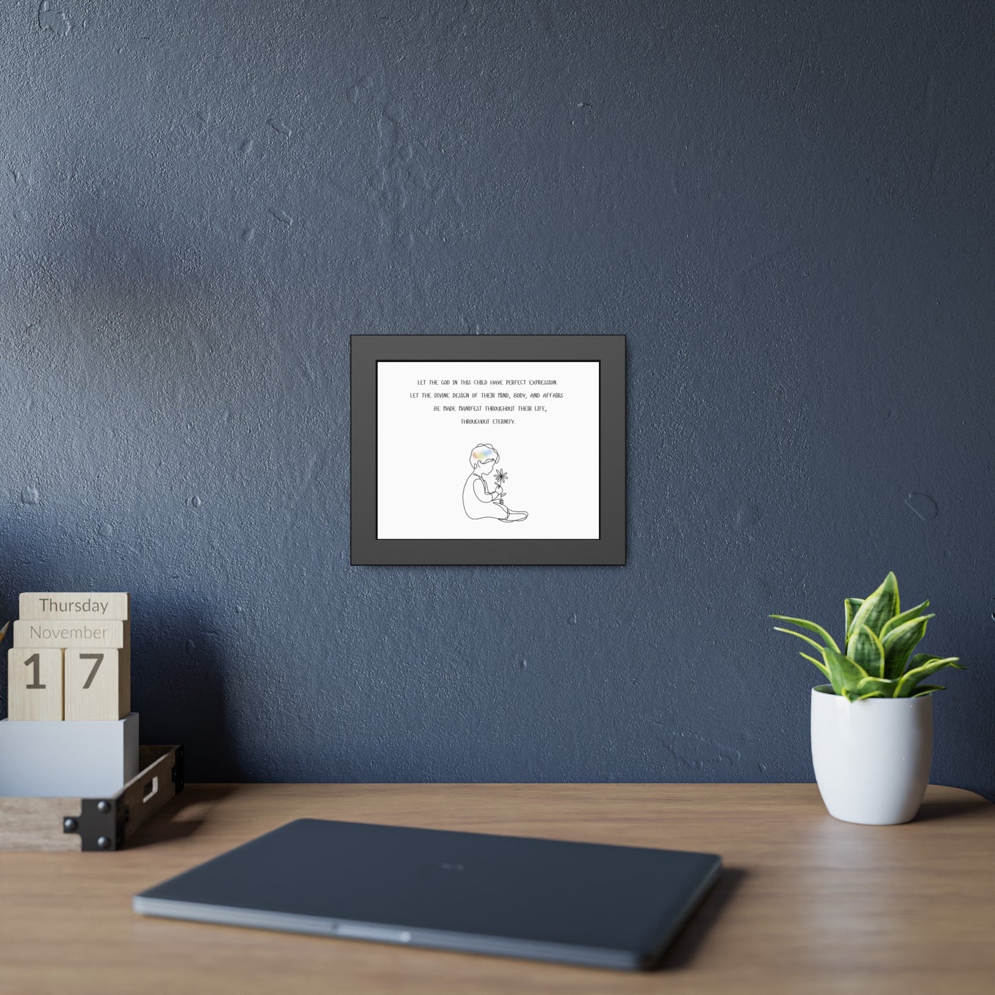 Framed Poster — Inspirational Child Illustration with Prayer Quote
