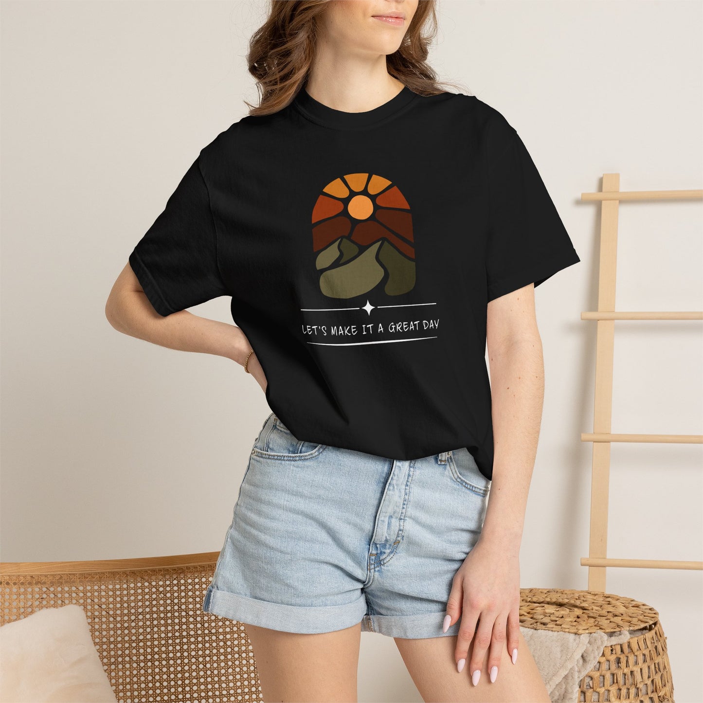 Sunset Hike T-Shirt — "Let's Make It a Great Day" Retro Outdoors Tee