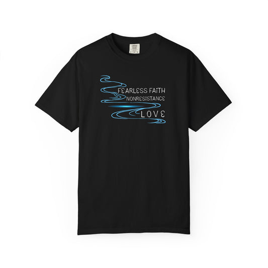 Fearless Faith Minimalist T-Shirt — "Fearless Faith, Now Resistance, Love" Christian Graphic Tee