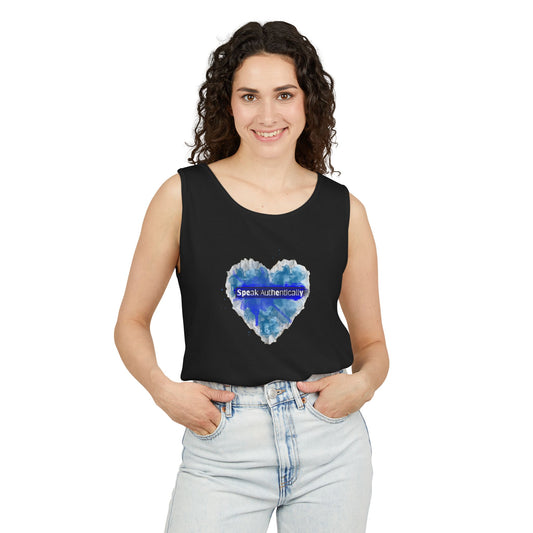 Tank Top — Blue Heart ‘Speak Authentically’ Graphic