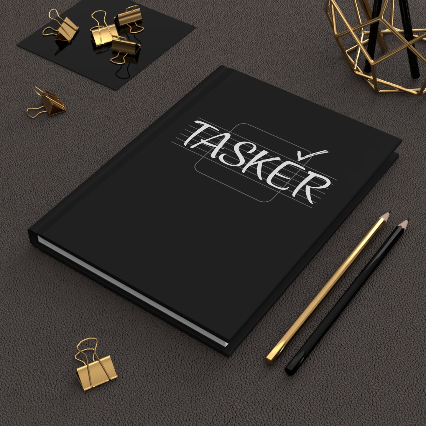Tasker Hardcover Journal — Matte Black Planner Notebook for Productivity & To-Do Lists