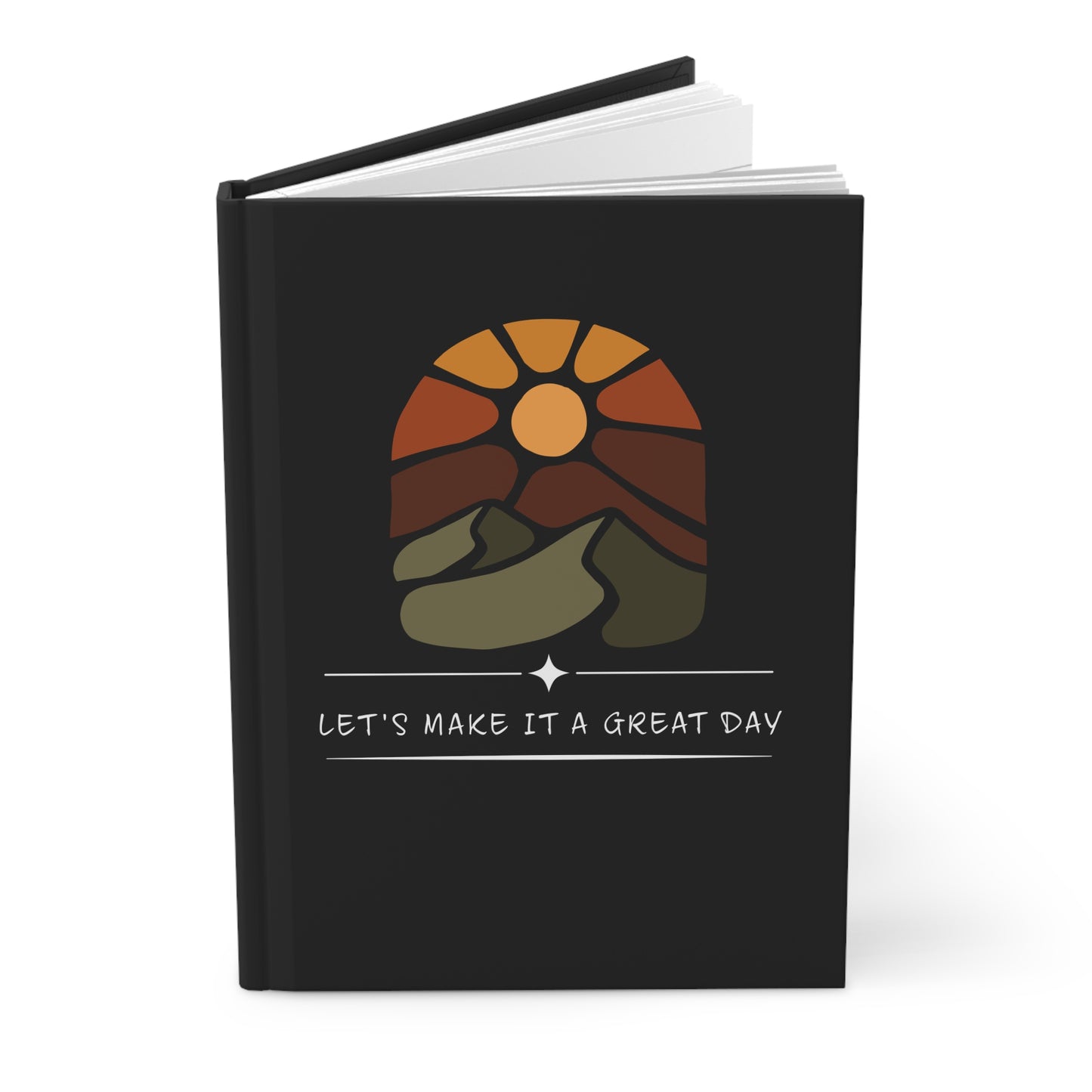 Hardcover Journal — 'Let's Make Today a Great Day' Retro Sunset Notebook