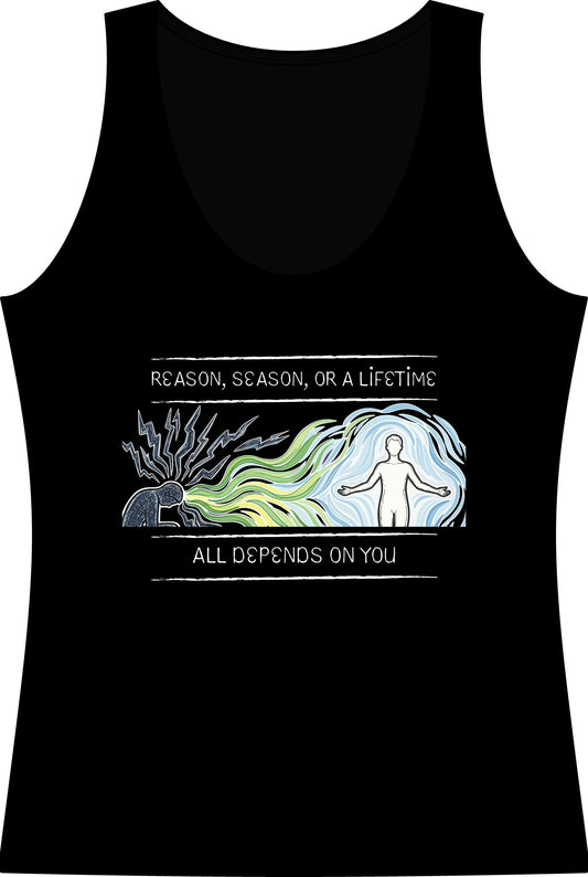 Spiritual Balance Tank Top — "Reason, Season, or a Lifetime All Depends on You"