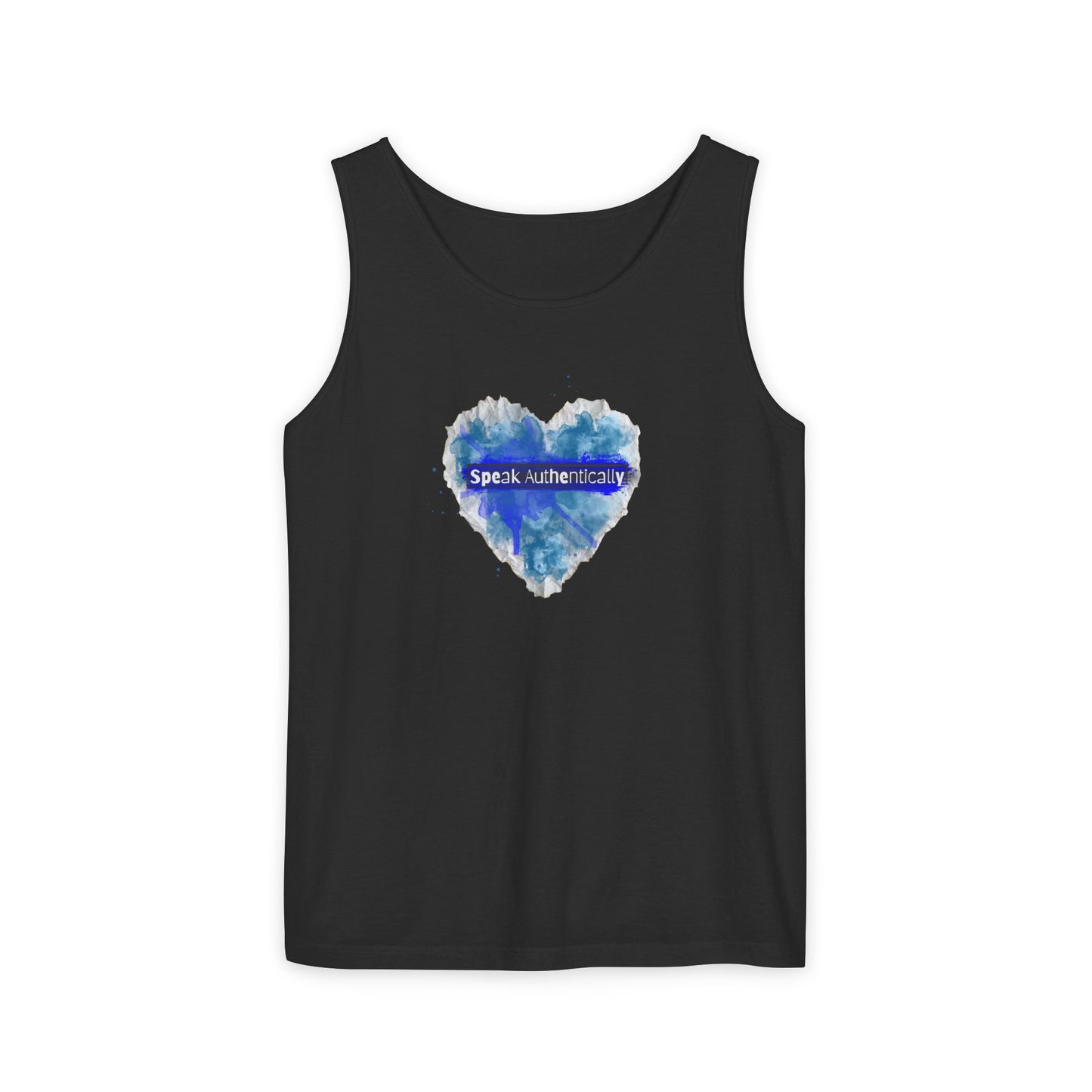 Tank Top — Blue Heart ‘Speak Authentically’ Graphic