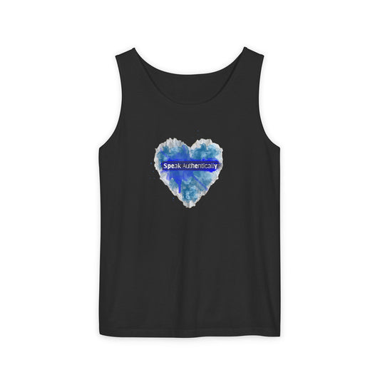 Tank Top — Blue Heart ‘Speak Authentically’ Graphic