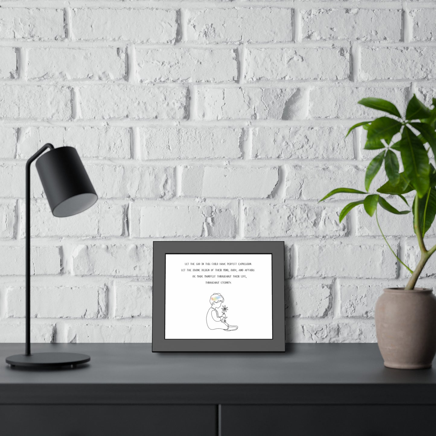Framed Poster — Inspirational Child Illustration with Prayer Quote