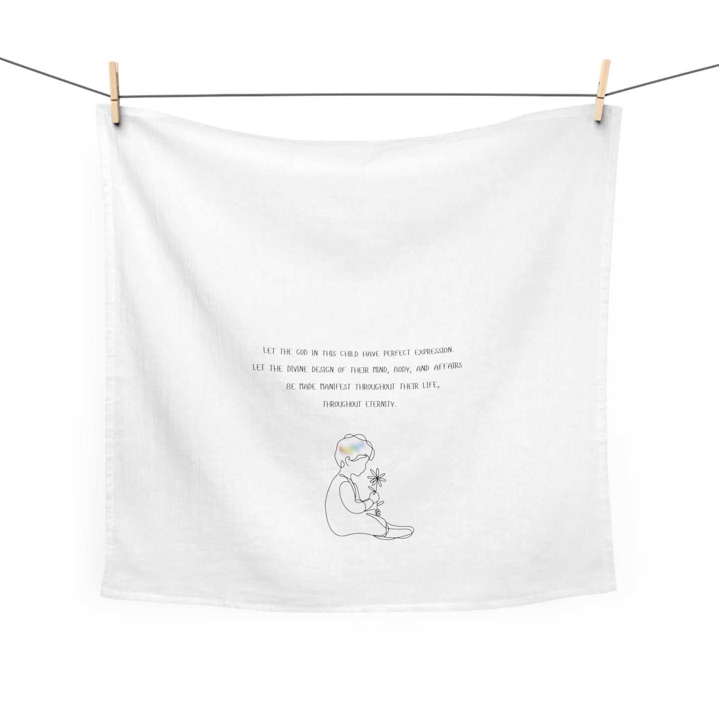Tea Towel — Minimalist Child with Flower Quote Kitchen Towel