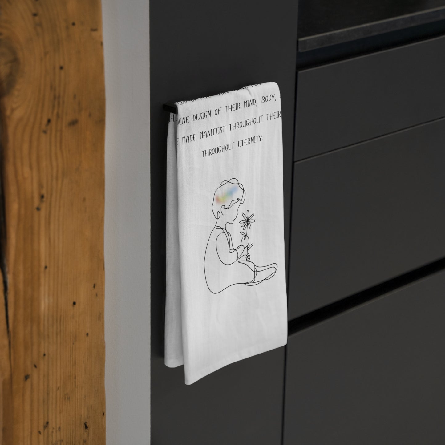 Tea Towel — Minimalist Child with Flower Quote Kitchen Towel