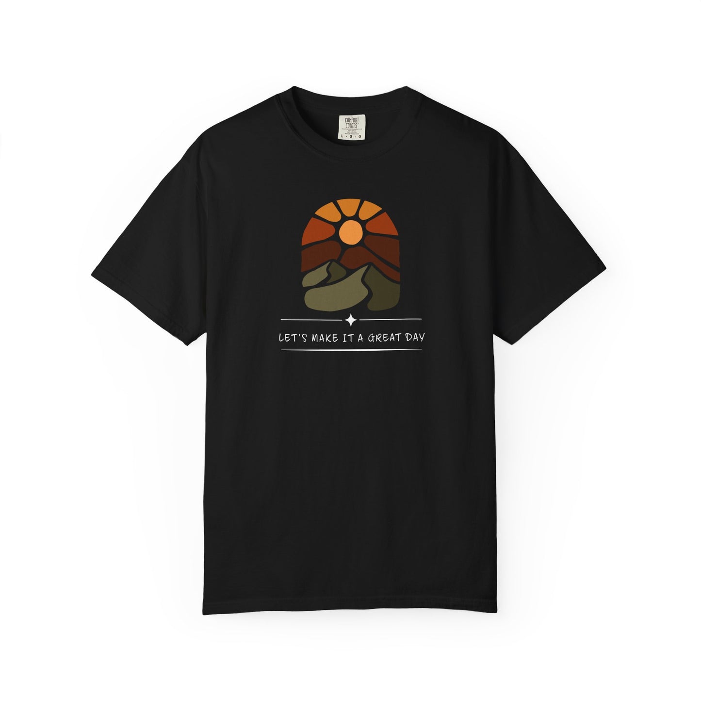 Sunset Hike T-Shirt — "Let's Make It a Great Day" Retro Outdoors Tee