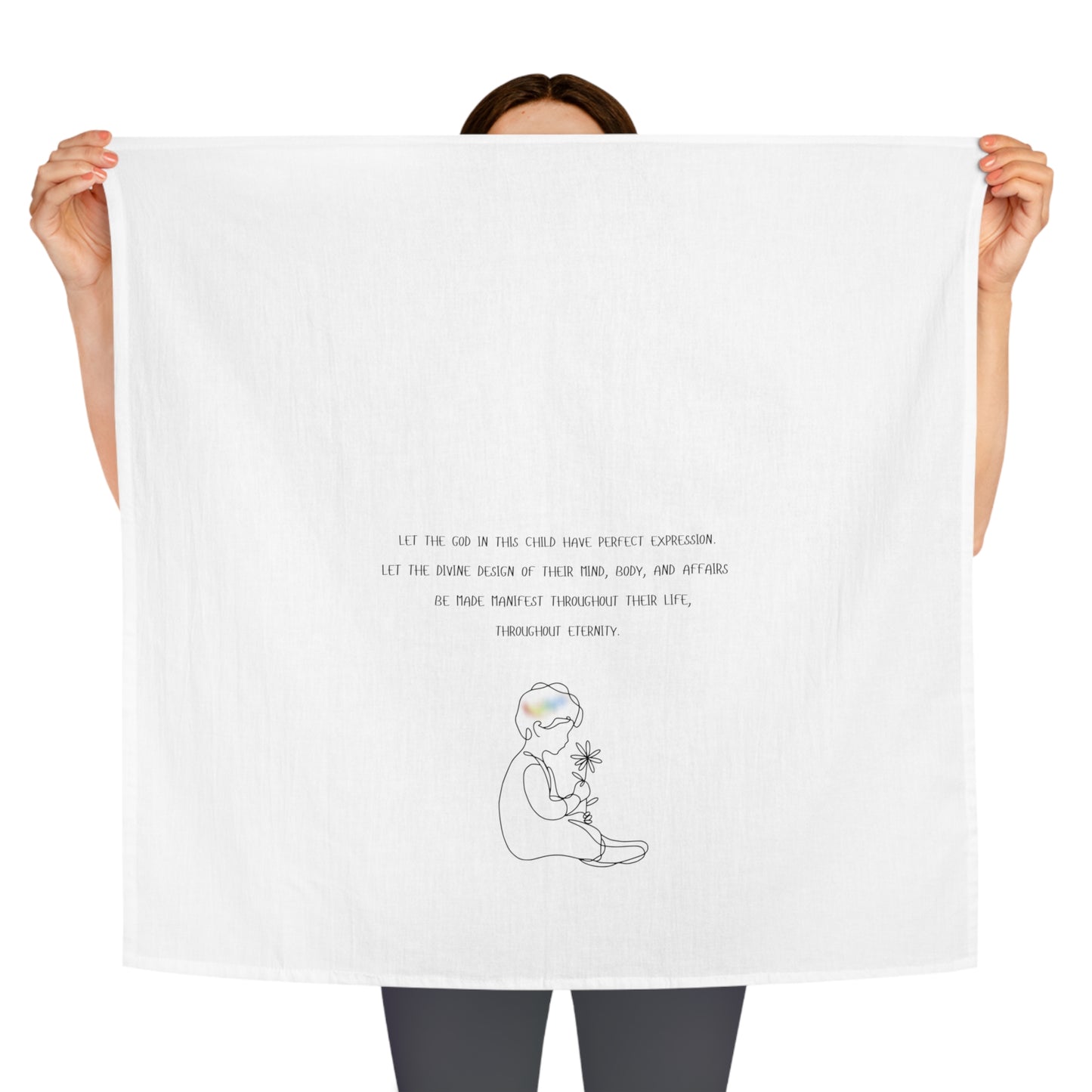 Tea Towel — Minimalist Child with Flower Quote Kitchen Towel