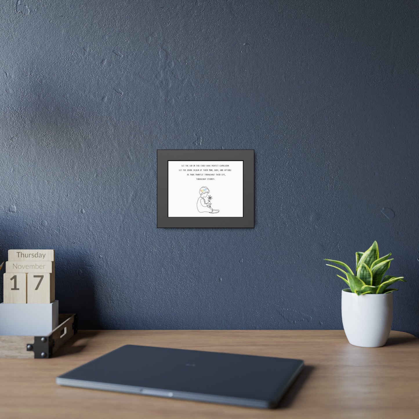 Framed Poster — Inspirational Child Illustration with Prayer Quote